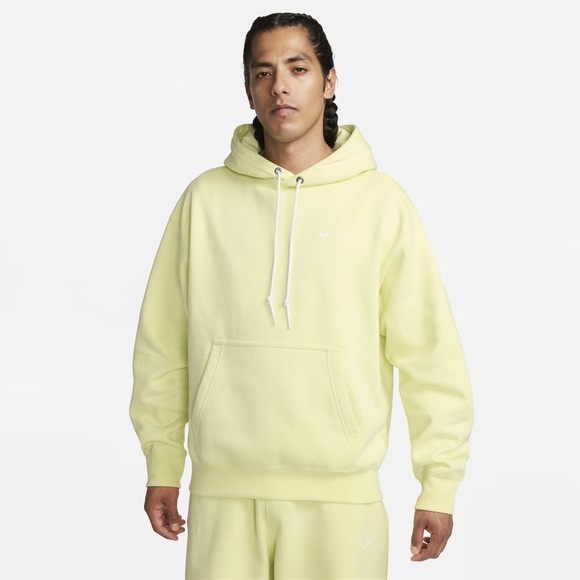 NEW LARGE TALL Nike Solo Swoosh Fleece Pullover Men's Hoodie Luminous Green - Picture 1 of 4